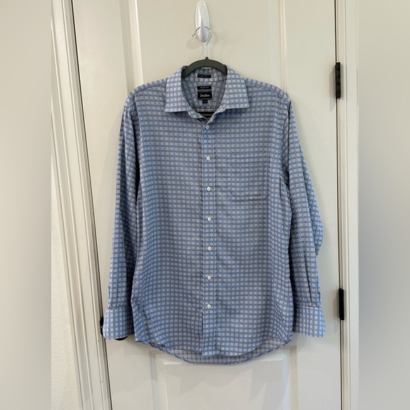 Neiman Marcus Trim Fit 16 34/35 80’s 2-Ply 100% Cotton Blue Windowpane Shirt - Picture 2 of 10